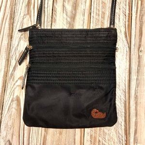 Dooney and Bourke Black Triple Zip Nylon Crossbody Bag
